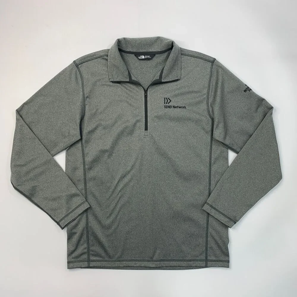 The North Face Sweatshirt Mens M Medium Grey Heathered Quarter‎ Zip Chest Logo